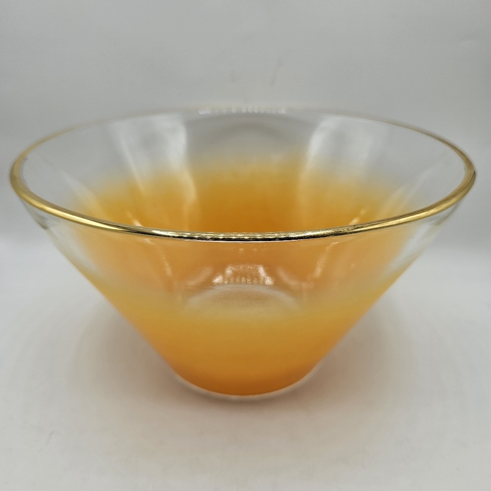 Vintage Blendo Orange Glass Large Salad Serving Bowl 10" x 6" high